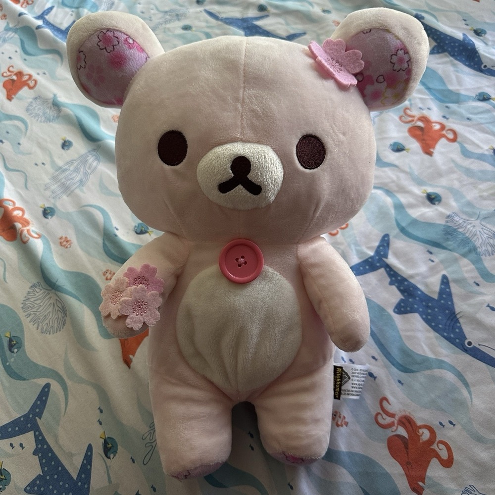 Rilakkuma Cherry Blossom Sakura Plush - Rilakkuma San-X Pink Flowers